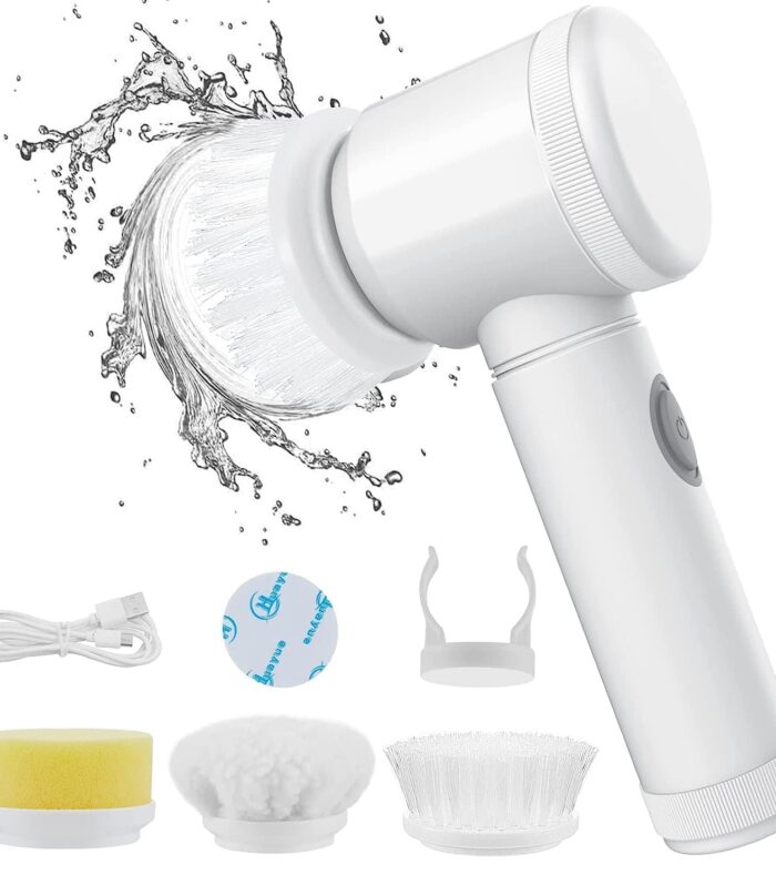 Multi-Functional Electric Cleaning Brush 5 in 1 Magic Power Scrubber Household Cleaning Tools Spin Scrubber with Buffer Polisher, for Bathroom, Tub, Kitchen Floor