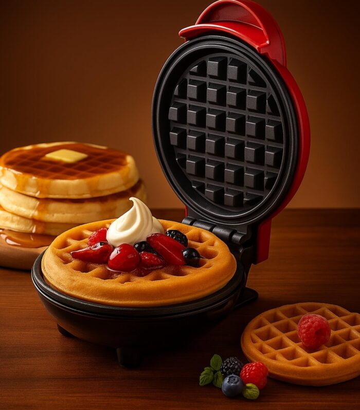 Mini Waffle Maker Machine 3 In 1 Waffle Iron Home Appliances Kitchen Easy To Clean, 4 Inch, Perfect For Breakfast, Dessert, Sandwich, Pan Cakes, Other Snacks- 350 Watts