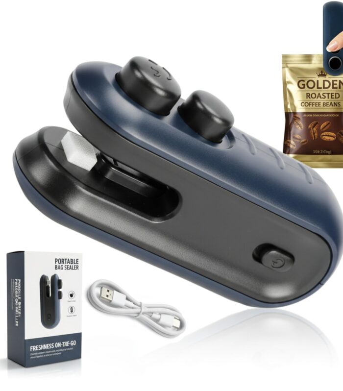 MODORA Portable Mini Sealing Machine with Cutter Handheld Heat Sealer & Packet Sealer for Food, Chips, Snacks | USB Type-C Rechargeable, Magnetic, Airtight Seal | No Preheating