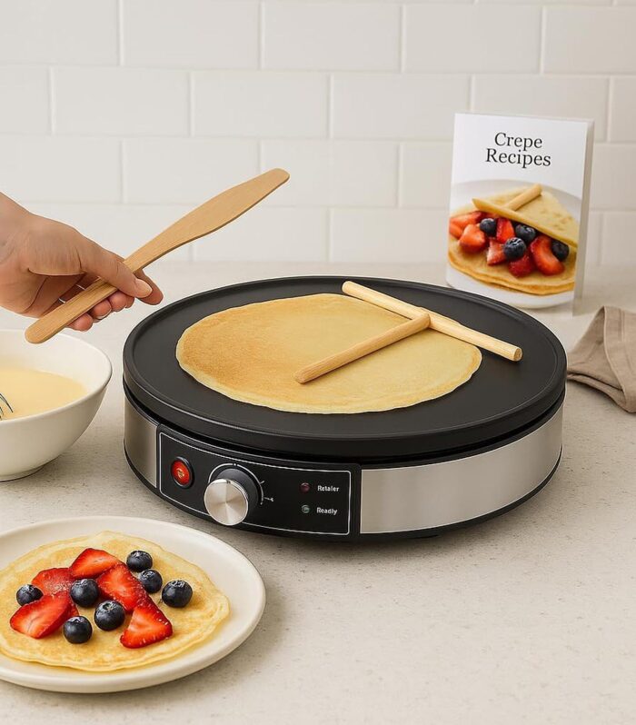 Electric Crepe Maker Adjustable Temperature Control Portable Griddle Cooktop