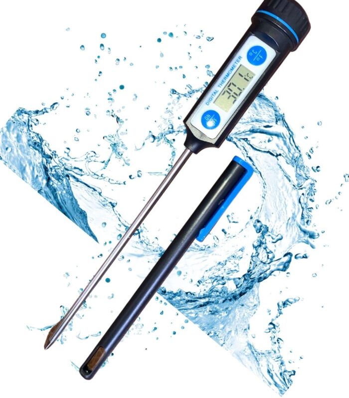 Waterproof Digital Thermometer | IPX7 Polycarbonate Body with 5" Long Probe | Instant Read Thermometer for Cooking, Food, Liquids, BBQ, Grill, Oil & Candle Making