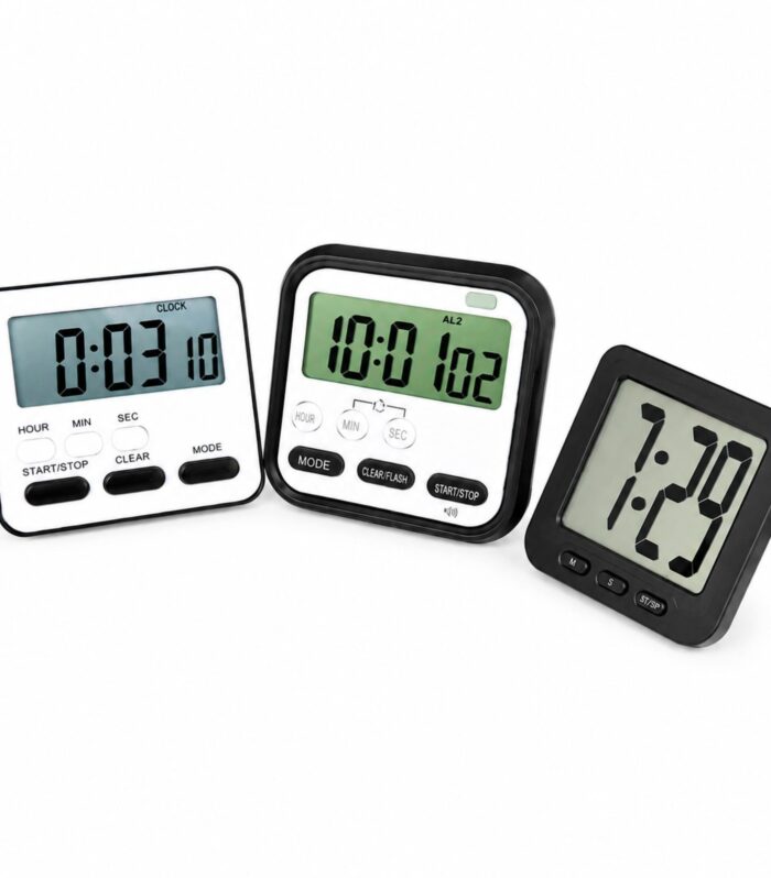 3 Pack Digital Timer Combo | 2 Countdown Timers + 1 Digital Clock | LCD Kitchen Timer for Study, Cooking, Gym, Office & Daily Use