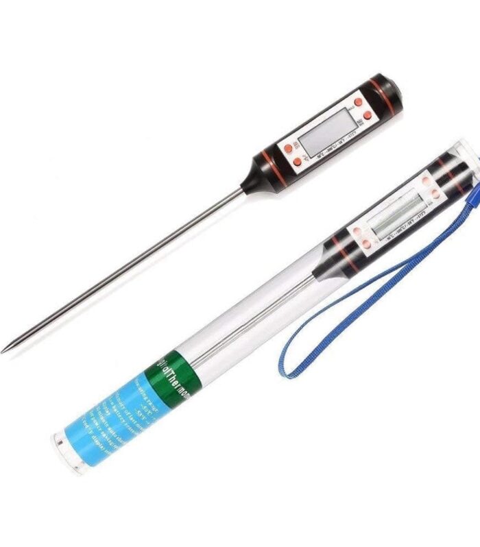 Digital Barbecue Kitchen Cooking food temperature Thermometers with Instant Read LCD Screen for Candy,meat, milk, water, oil temperature thermometer (Long Stainless Steel Probe, 5.9 Inches)