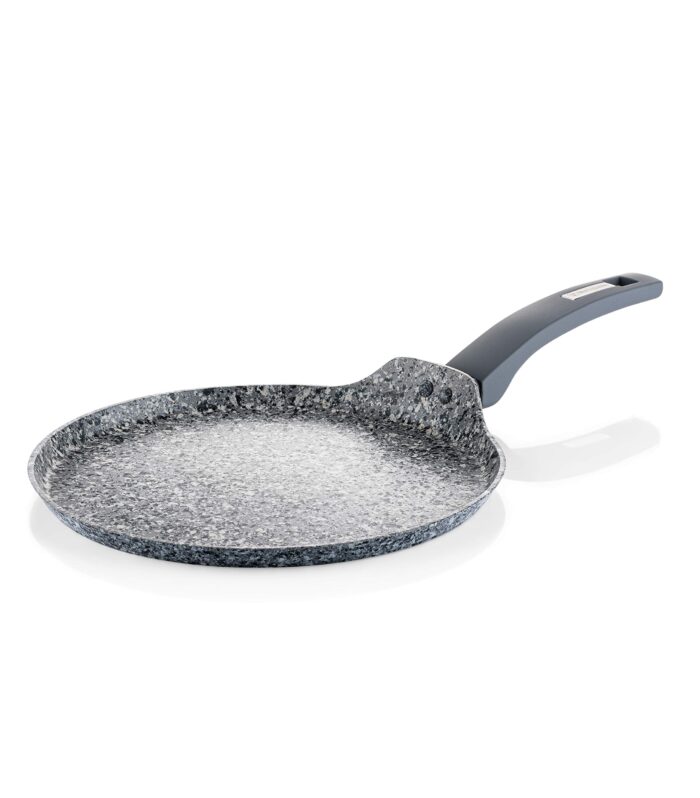 3-Layer Marble Non-Stick Crepe Pan | Forged Aluminium, Induction & Dishwasher Safe | Riveted Silicone Handle | Ideal for Dosa, Pancake & Crepe Lovers in Indian Kitchens | (28 cm)