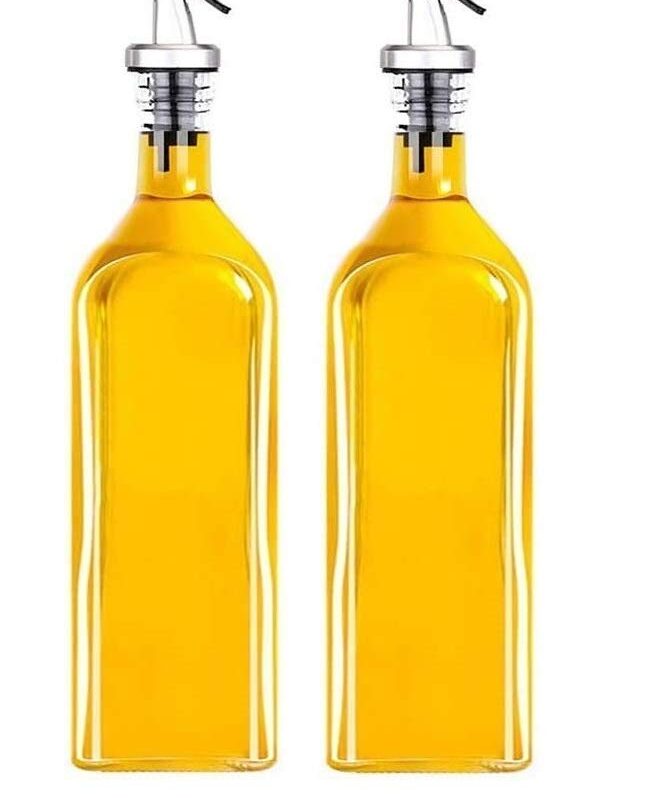Glass Oil Dispenser, 1000Milliliters, Pack Of 2, Clear - 1 L