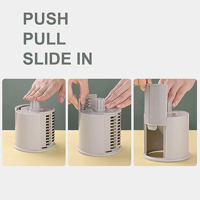 Manual Vegetable Grater & Slicer, Multifunctional Rotary Drum Cutter, Cheese Grater, Salad Cutter, Vegetable Shredder, Mandoline Chopper, Salad Maker with Stainless Steel Blades