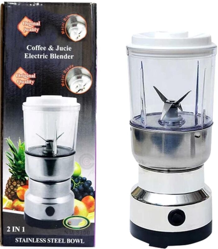 RapidMartz 2-in-1 Electric Coffee Grinder & Mini Juicer Portable Mixer Grinder for Coffee Beans, Spices, Nuts & Fresh Juice Compact Kitchen Blender