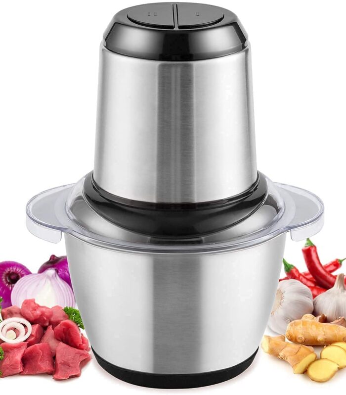 Electric Food Chopper 2L Stainless Steel Bowl Heavy Duty 500W Motor 4 Blade 2 Speed Kitchen Grinder for Meat Vegetables Onion Garlic Herbs Multipurpose Electric Food Processor [multi colour]