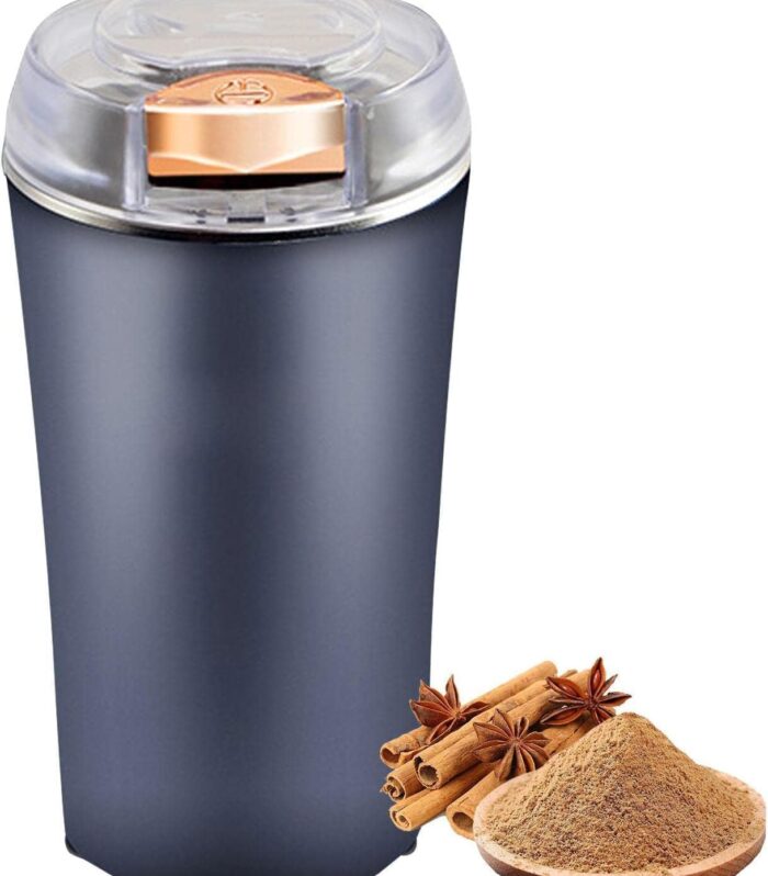 QUICK5 Electric Coffee Bean Grinder 200W Powerful Fast Grinding for Dry Spices Easy On/Off One-Touch Push Button 4 Blade Mini Mixer Suitable for Coffee Beans, Spices, Masala, Nuts & Grains (Blue)
