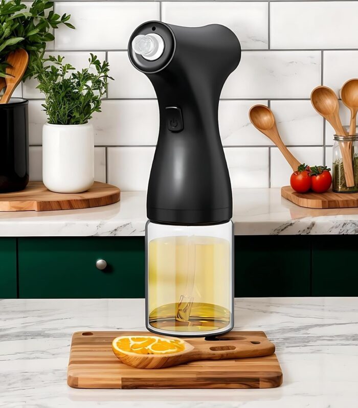 Electric Oil Sprayer Bottle for Cooking, Durable and Food Grade Glass Oil Spray Bottle for Kitchen, Leak-Proof and Refillable Sprayer for Air Fryer, Salad Dressing, Roasting and Frying