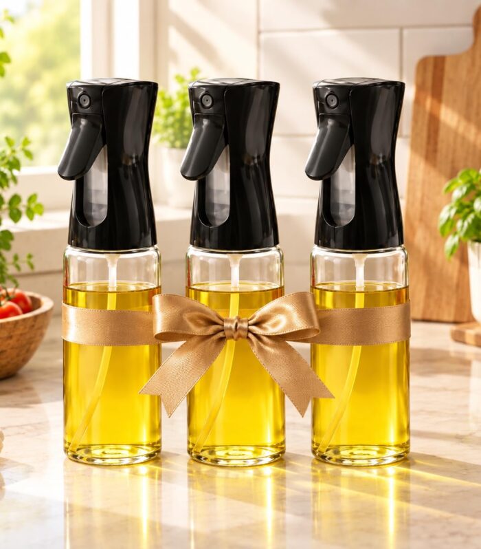 Oils Sprayer for Cooking, Refillable Olive Oil Spray Bottle, Fine Mist Spray Oil Dispenser for Air Fryer, BBQ, Salad, Roasting & Kitchen Use (Spray Bottle), 3