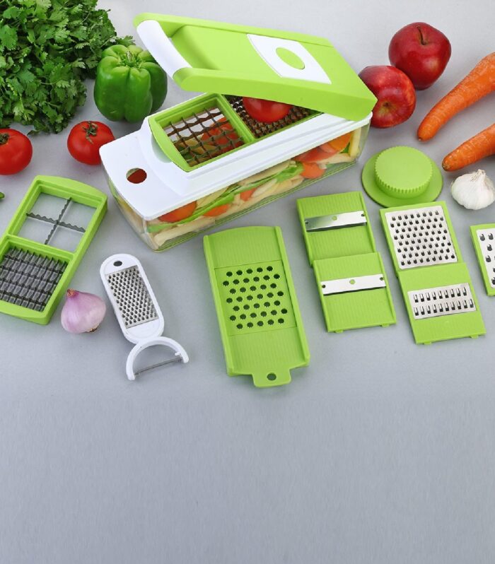 14-in-1 Vegetable Chopper Slicer Dicer & Grater – Multipurpose Kitchen Food Cutter with Stainless Steel Blades, BPA Free Container, Onion Chopper, Vegetable Cutter Tool for Home Kitchen
